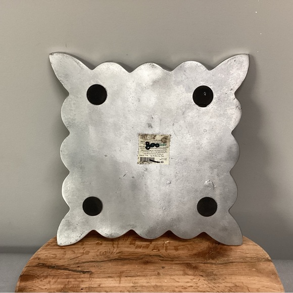 ⚫️ Large Scalloped Edges Square Pillar Candle Holder - Metal Crafted - Nice - Picture 6 of 11